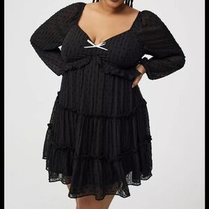 Torrid Tiered Babydoll Mini Dress black large 12